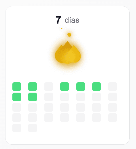 Captura de pantalla mostrando Sistema de Rachas en Fitness Flow: Motiva a tus usuarios con un sistema de rachas que recompensa la consistencia. Seguimiento de días c...